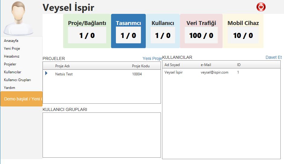 Müşteri yönetim paneli